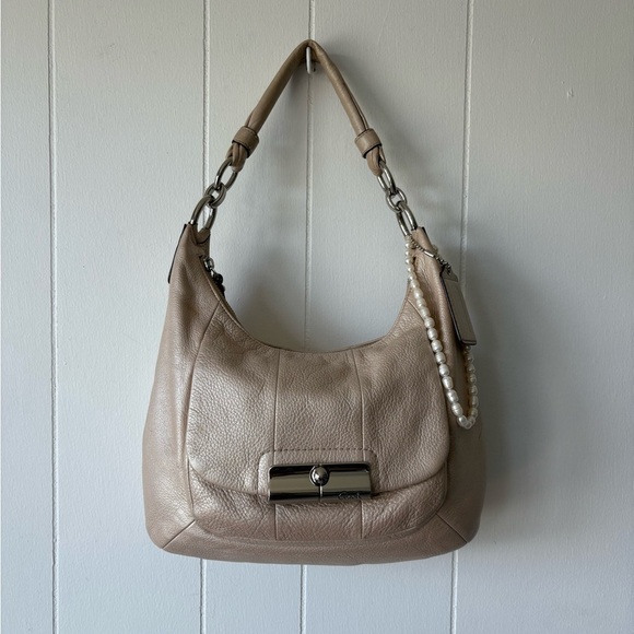 Coach Kristin Champagne Leather Hobo Shoulder Bag - Picture 1 of 16